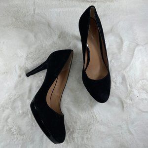 Calvin Klein Black Suede Leather Pump Round Toe Stiletto Heel Size 10